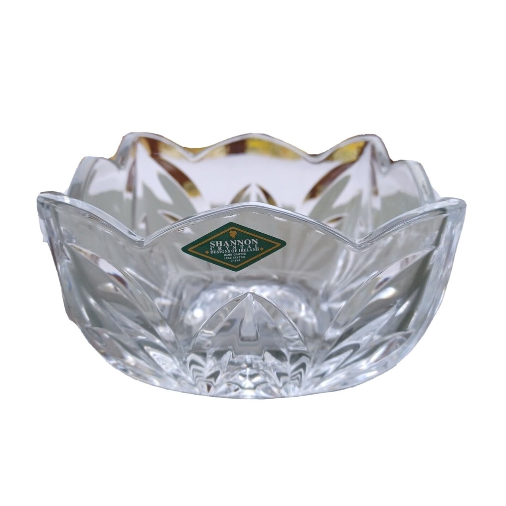 Lead Crystal Bowl Tulip Square Shannon Designs Ireland Hand Crafted 7.5 x 3.5 in